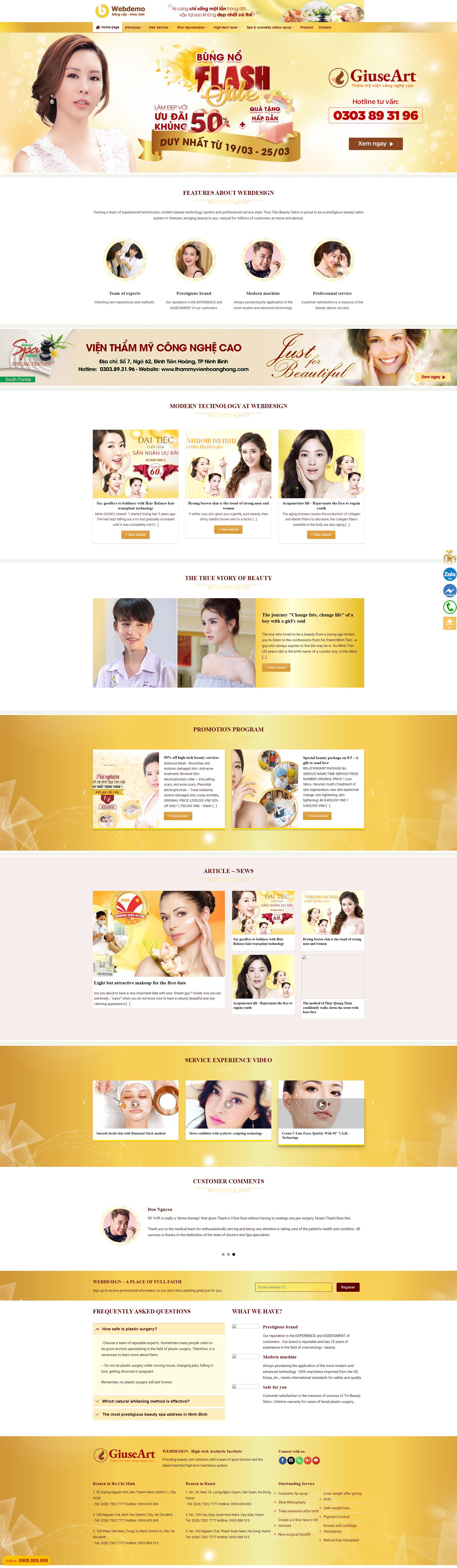 Website template to introduce beauty salon full content