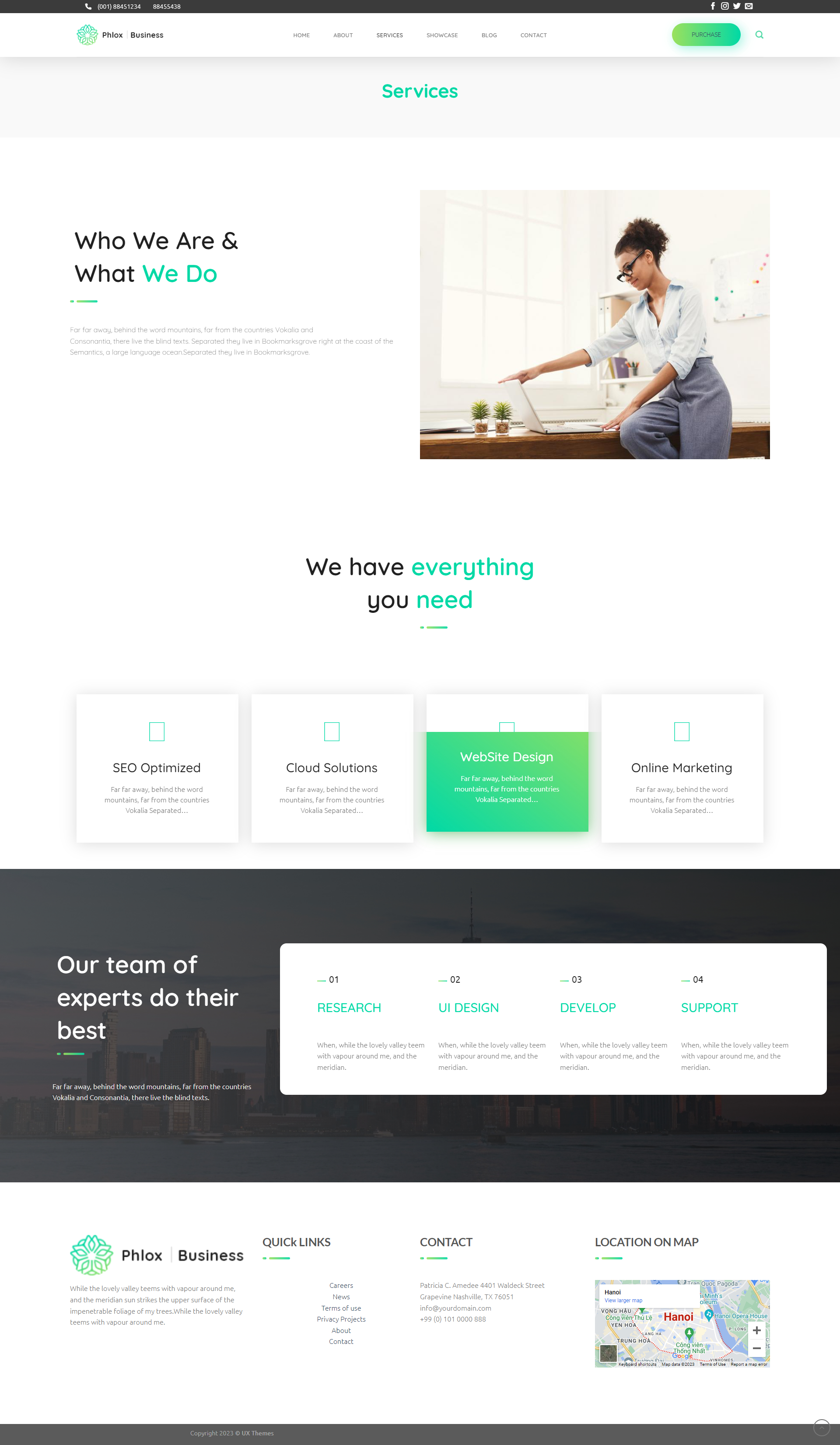 Marketing company introduction website style green