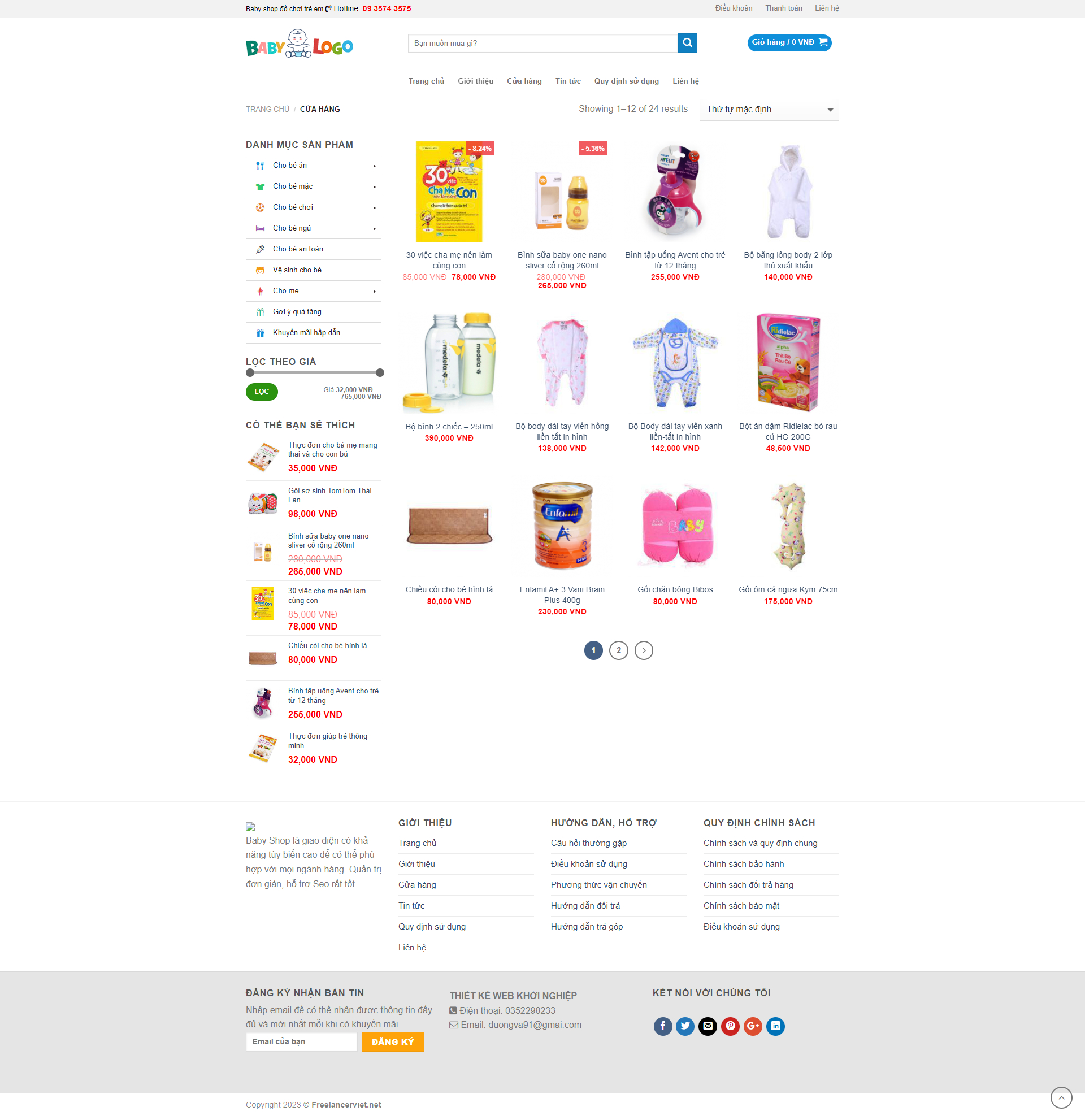 Mom and baby store website wordpress free download