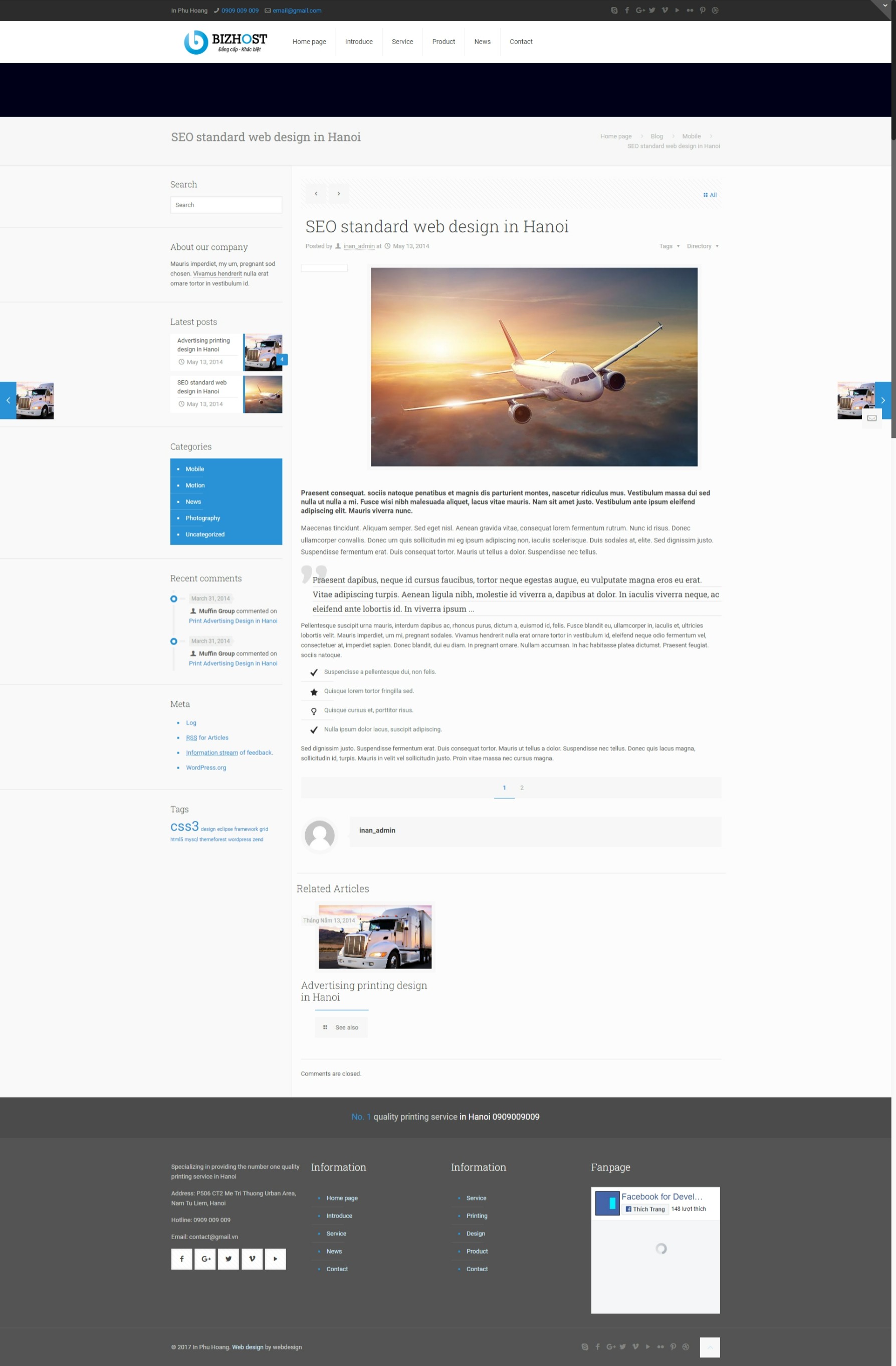 Printing service website with modern design