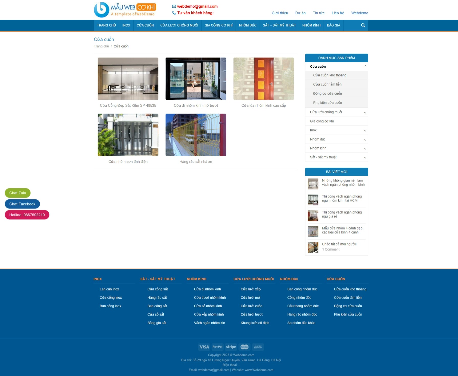 Website about rolling doors and furniture with wordpress