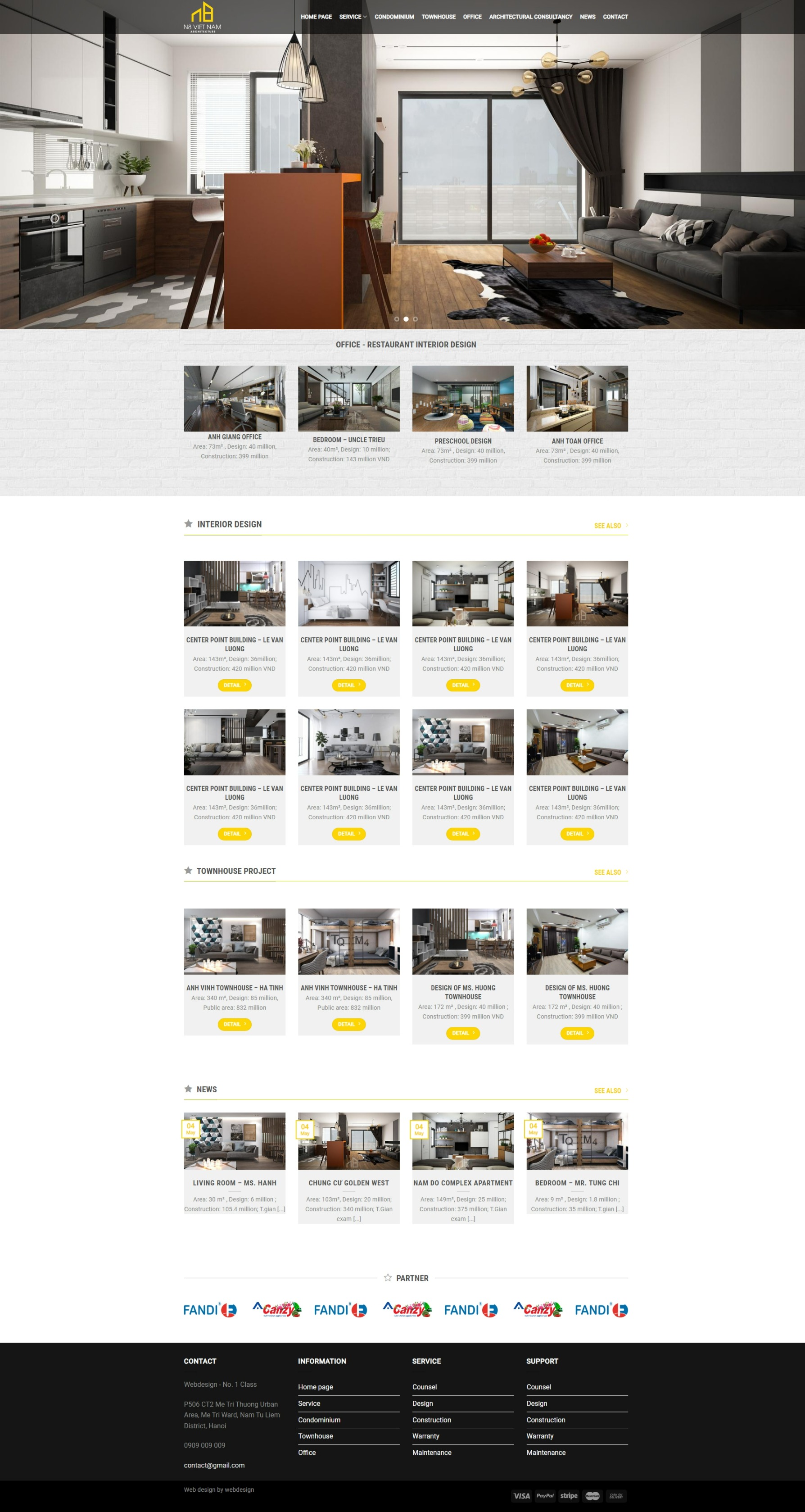 Website introducing architectural design company with wordpress