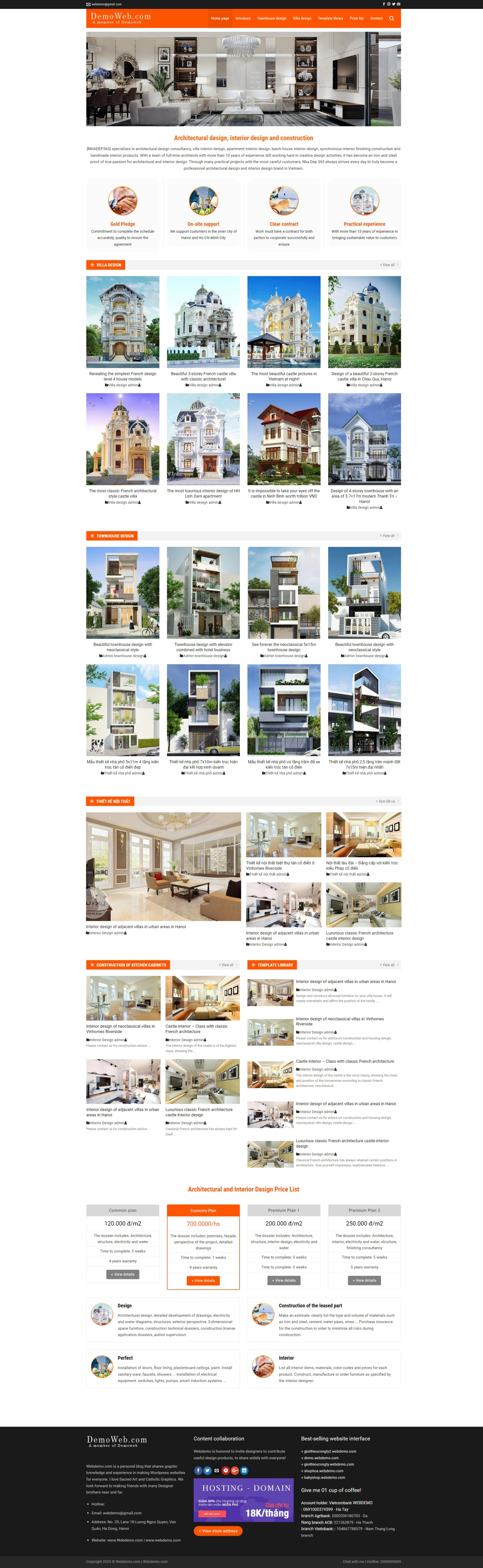 Website introducing architectural design company with wordpress